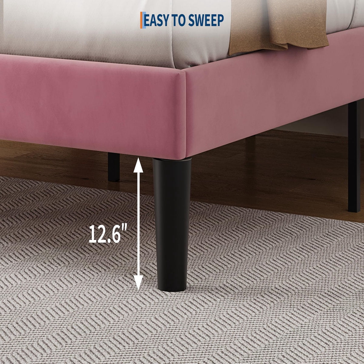 Ataucjin Queen Bed Frame with Crystal Diamond Tufted Upholstered Headboard,Velvet Platform Bed with Sturdy Wood Slats, No Box Spring Needed, Easy Assembly, Noise-Free