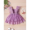 thumbnail image 3 of Wassery Toddler Girls Dress Lace Floral Feather Sleeve Princess Dress 6M 12M 2T 3T 4T 5T Kids Summer Sling Clothes for Party, 3 of 7