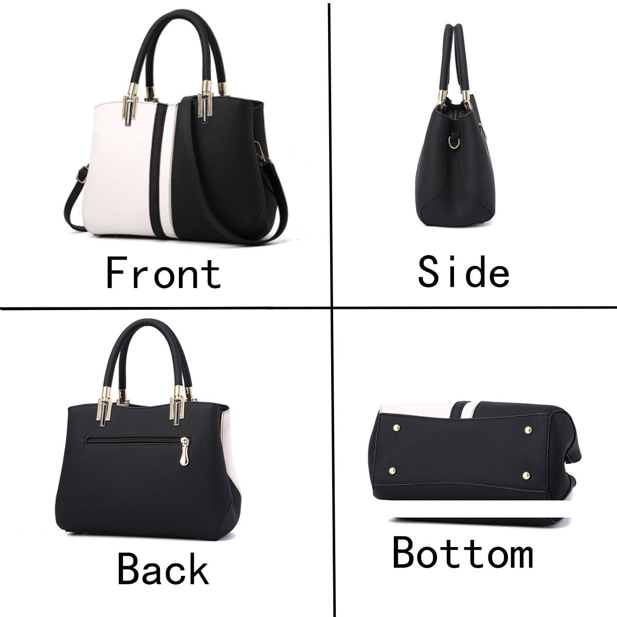 Purses and Handbags for Women Fashion Colorblock Zipper Top Handle Bags Leather Satchel Totes Work Shoulder Bag