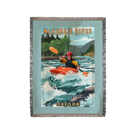 McKenzie River, Oregon - Kayak Scene - Lantern Press Poster (60x80 Woven Chenille Yarn
