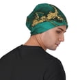 thumbnail image 4 of Naloa Green Gold Glitter Soft Beanie Hat, Knit Beanie Daily Beanie in Fine Knit for Women Men Winter Travel, Outdoor, 4 of 7