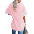 thumbnail image 2 of Langwyqu Stripe Sleeve Women Loose V-Neck Half Sleeve Leisure Cozy Cotton Tunic Tops, 2 of 3