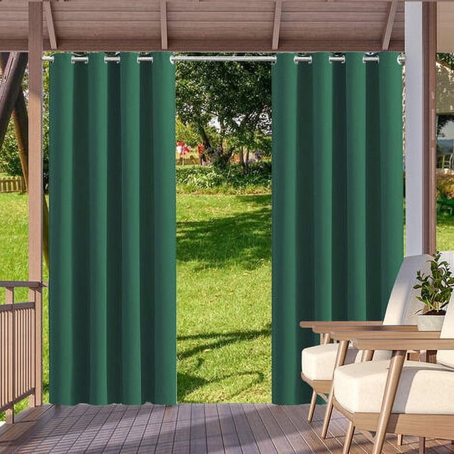 1 Panel Cortina Exterior E Interior Bloqueador Solar Privacidad Cortinas con Ojales para Pérgola Porche Pabellón Jardín Césped Pasillo, 132 * 213 Cm, Verde