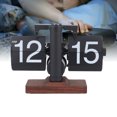 thumbnail image 1 of Flip Desk Clock, Battery Powered Retro Flip Down Clock 12 Hours Single Sided Digital Flip Desk Clock Mechanical Clock Auto Flip Down Clock with Wood Base for, 1 of 7