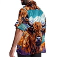 thumbnail image 3 of Yak Men's Short Sleeve Printed Poplin Beach Shirts with Spread Collar - Casual Button Down Summer Tops for Unisex, 3 of 6