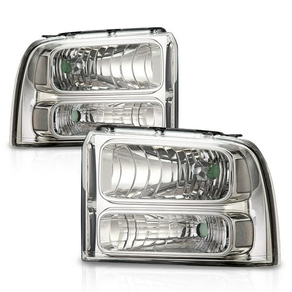 PIT66 Corner Clear/Chrome Headlights Assembly Fit For 2005-2007 Ford F250 F350 Super Duty Headlamp