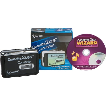 ClearClick Cassette Tape To USB Converter with Cassette2CD Wizard 2.0 (Best Cassette To Cd Converter)