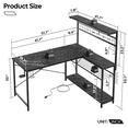 thumbnail image 6 of Bestier 51 L Shaped Gaming Desk with Power Outlets, LED Workstation with 4 Tiers Shelves for Home Office, Gamer Reversible Table with Hooks and Cup Holder, Black Marble, 6 of 9