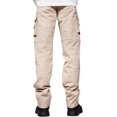 thumbnail image 4 of Men's Cargo Pants Cotton Straight Stretch Tactical Work Hiking Pants with Pockets Khakicolor, 4 of 10
