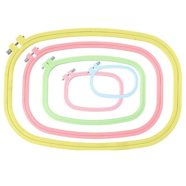 LEEYNEER Embroidery Hoop Hoops Square Cross Frame Rings Circle Set Sewing Holder Needlepoint Ring Metal Craft Wooden Plastic Bulk