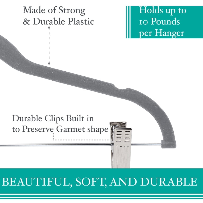 Simplify 6-Pack Velvet Clothing Hangers with Clips, Gray photo 4