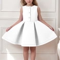 thumbnail image 2 of AINIYS Girls Sleeveless Flared A-Line Dress With Crew Neck And Hidden Back Zipper Lightweight Fabric For Party And Celebration White 9-12 M, 2 of 6