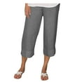 thumbnail image 1 of Timegard Capri Pants for Women Straight Leg Elastic High Waist Lightweight Crop Trousers with Pockets, 1 of 5