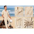 thumbnail image 4 of RICHCOIN Men's 2 Piece Beige Summer Beach Button Down Shirt & Pant Outfit Set Size L, 4 of 7