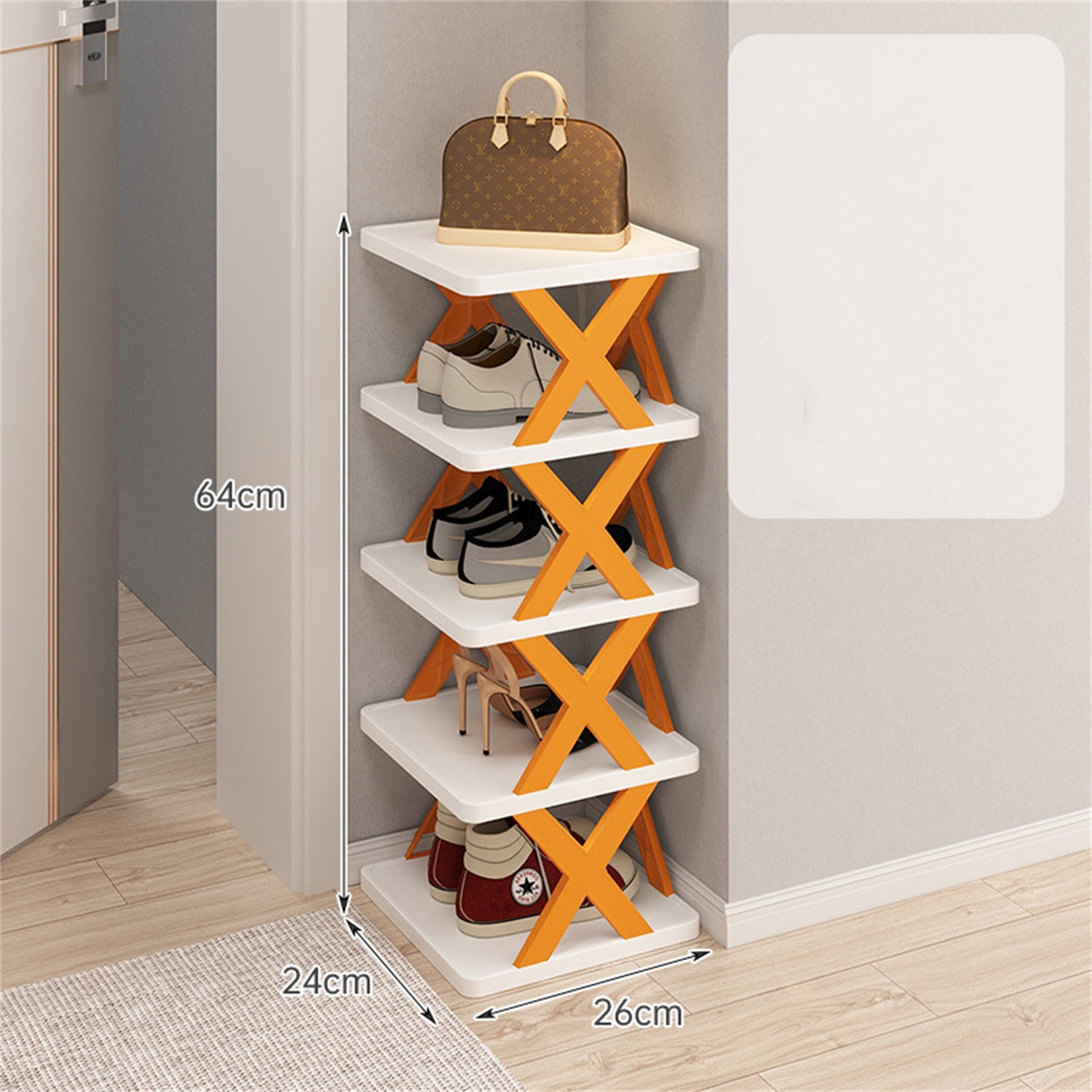 9 Tiers Small Shoe Rack Narrow Vertical Free Standing Shoe Tower