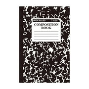 Composition Notebook, Wide Ruled Composition Book, Marble Composition Notebooks for Work, 30 Sheets/60 Pages, Hard Cover, Sturdy Sewn Binding, Office Classroom Supplies, Black