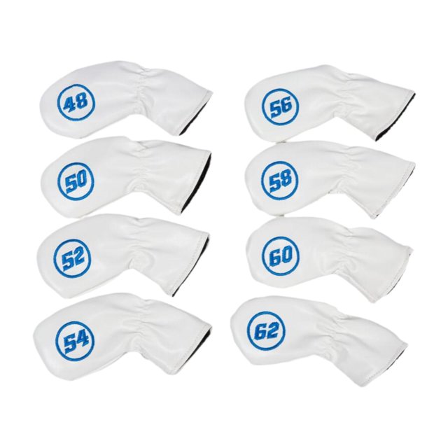 jinwen 8Pcs Golf Iron Club Head Covers Embroidery Golfer Gift with Degree Protector White