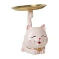 thumbnail image 1 of Bandeja organizadora de estatuas de gatos de dibujos animados, figura de gatito de resina, obra de arte de fina mano de obra gatito rosa, 1 of 9