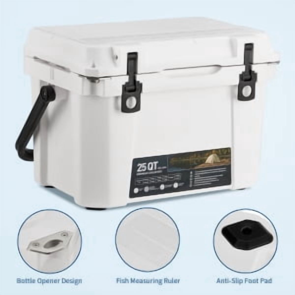 20 Quart Hard Camping Cooler, Adventure Outdoor Cooler Portable Insulated Ice Chest Cooler Box with Heavy Duty Handle, 5-Day Ice Retention, Great Camping Cooler with Easy Carry Top Handle Cooling Ice