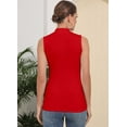 thumbnail image 6 of Vafful Womens Sleeveless Mock Turtleneck Tank Tops Slim Fit Stretch Ribbed Tops Casual Basic Layering Shirts Red XL, 6 of 6