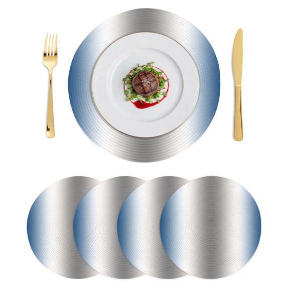 Round Placemats Blue Grey Ombre 15 inch Set of 4 Table Mats for Dining Table Abstract Heat Resistant Non-Slip Kitchen & Home Decorative Place Mat Set