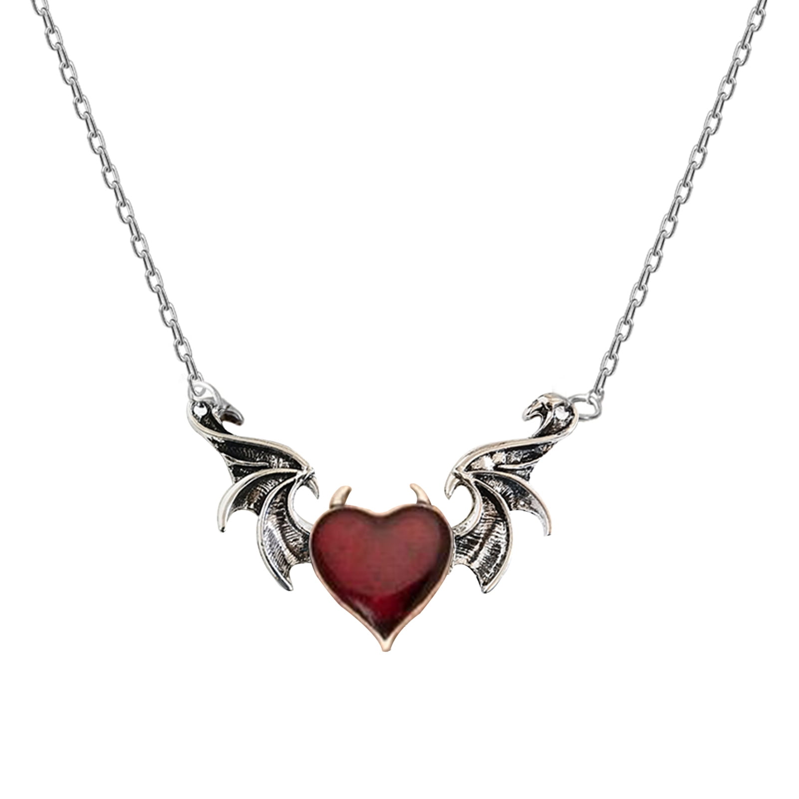 FUNKY VINTAGE SILVER LOVE HEART PENDANT NECKLACE VALENTINE GIFT CUTE SWEET CHARM 