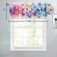 thumbnail image 4 of Colorful Butterfly Window Curtain Valances Watercolor Rainbow Butterflies Rod Pocket Window Valance for Living Room Bathroom Bedroom Kitchen 54 by 18 in, 1 Panel, 4 of 6