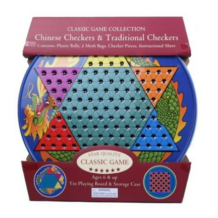 Hansen - Game Gift & Toy Company Chinese Checkers and Traditional Checkers Tin