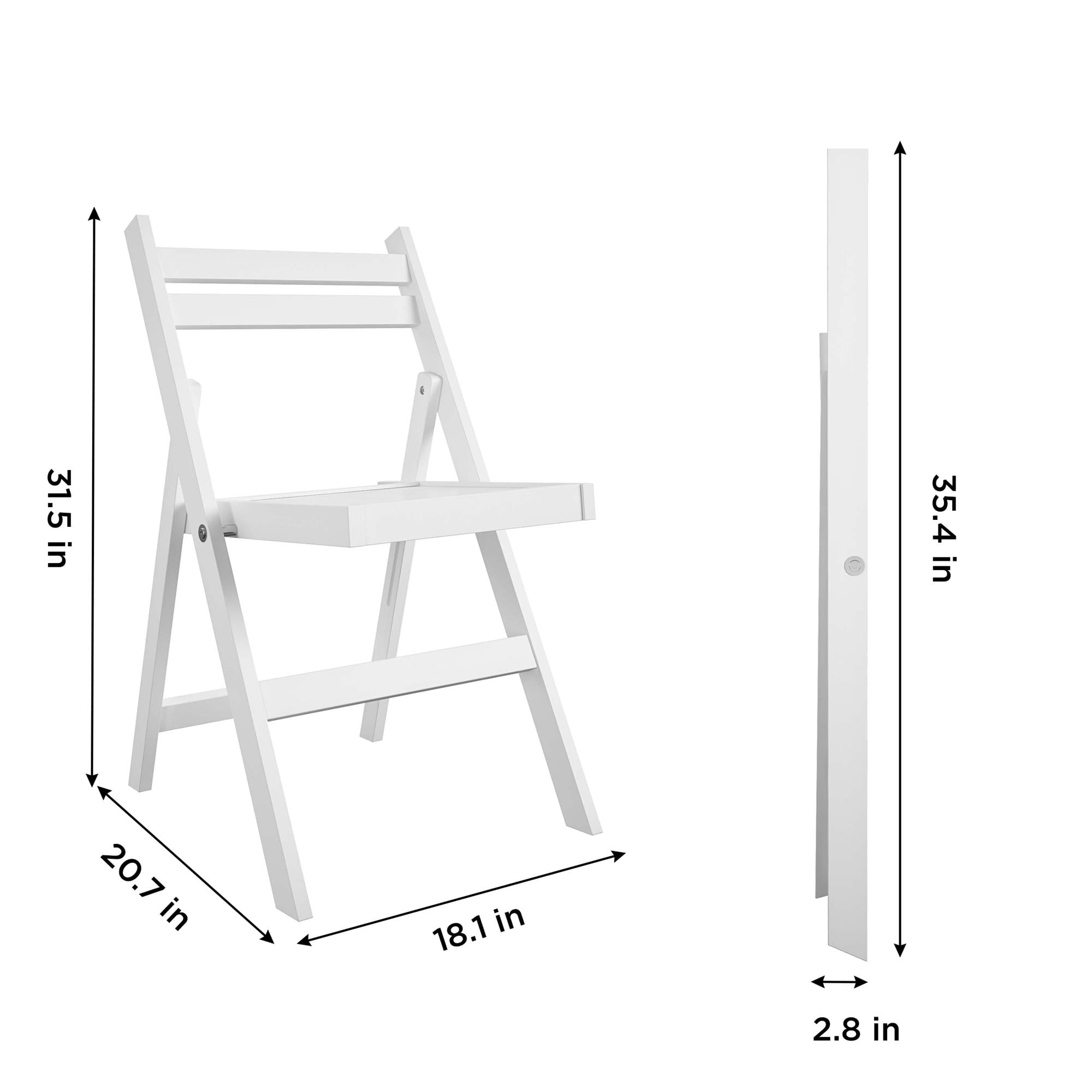 COSCO XL Folding Wood Chair, White, 2-Pack