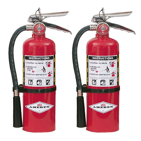 Amerex B424, 5lb ABC Dry Chemical Fire Extinguisher with Chrome Plated Brass Valve, Pack of 2