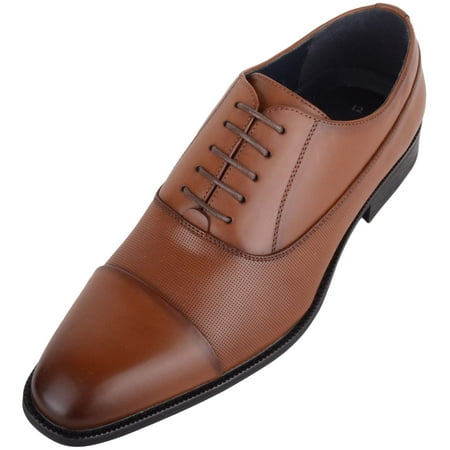 

ABSOLUTE FOOTWEAR Mens Lace Up Formal Panelled Plain Toe Cap Work Office Smart Shoes - Tan - US 11