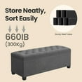 thumbnail image 4 of LEDREM Storage Ottoman Bench, 43" End of Bed Bench with Removable Cover, 660lb Capacity, for Living Room, Bedroom, Dark Gray, 4 of 6
