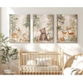 thumbnail image 3 of Nursery Animal Wall Art Woodland Bear Wall Decor Wild Forest Animals Canvas Pictures Baby Nursery Woodland Poster Watercolor Forest Painting Family of Four for Boy Kids Bedroom 16x24x3 Inch Framed, 3 of 5
