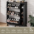 thumbnail image 4 of FANRAL Shoe Cabinet with Fluted Flip Drawers and Side Cabinet,Large Shoe Storage Organizer for Entryway, Wooden Shoe Rack Taller Shoes Boots Shoe Shelf,Black, 4 of 7