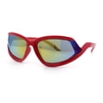 thumbnail image 4 of Swan Down Temple Curved Wrap Cat Eye Sport Plastic Sunglasses Red - Orange Mirror, 4 of 8