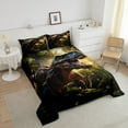thumbnail image 3 of Erosebridal 3D Dinosaur Comforter Set Queen,Animal Jungle Bedding Set Dinosaur Room Decor,Plant Leaf Tropical Bedding Comforter Sets Dino Quilt Bed Set 3Pcs, 3 of 5