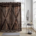 thumbnail image 3 of Farmhouse Shower Curtain, Brown Country Style Barn Door Distressed Wood Grain Waterproof Shower Curtain Set with 12 Hooks Lightweight Bath Curtains Fabric Bathroom Decor 36x72 Inches, 3 of 9