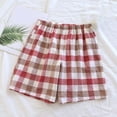 thumbnail image 2 of Shorts for Women Elastic Waist Washed Checkered With Side Pockets Home Workout Shorts, 2 of 3