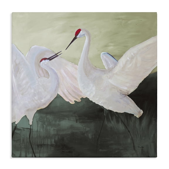 Stupell Industries Modern White Sandhill Cranes Canvas Art, 17 x 17, by Robin Maria
