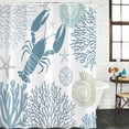 thumbnail image 3 of Teal Blue Coastal Waterproof Fabric Shower Curtain,Summer Lobster Coral Nautical Waterproof Fabric Shower Curtain for Bathroom Curtains Bathtubs Hotel Shower Curtains with 12 Hooks Small 36x72in, 3 of 8