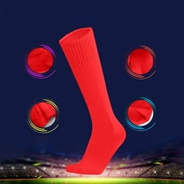 BLTIBY Kids Football Sock Boys Girls Thickened Over Knee High Sports Socks for Soccer Rugby Basketball Hockey & Outdoor Activities Children Breathable Training & Running Socks Red 6-14Years