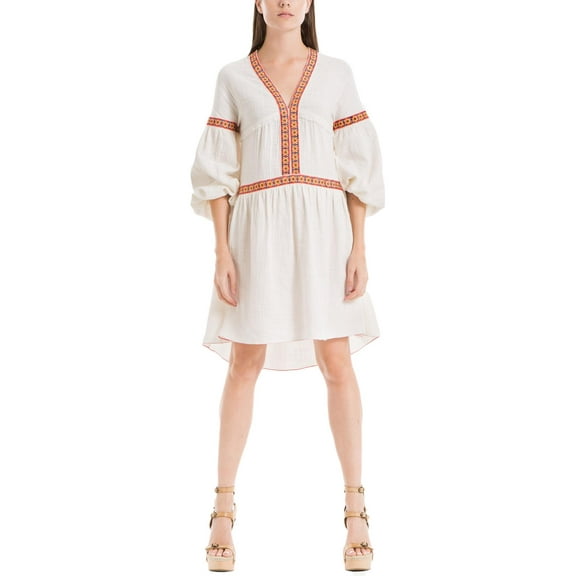 MAX STUDIO $148 Womens New 1044 Ivory Embroidered Long Sleeve Shift Dress L B B