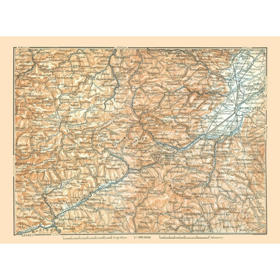 Historic Map - Murtal Austria Vicinity - Baedeker 1896 - 31.09 x 23 - Vintage Wall Art