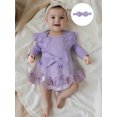 thumbnail image 4 of Newborn Baby Girl Lace Romper Dress Embroidery Butterfly Long Sleeve Ruffle Mesh Tutu Dress 3 6 12 18 Months Cute Jumpsuits with Headband, 4 of 9