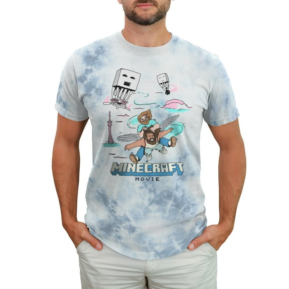 Men's A Minecraft Movie Garrett and Steve Fly Faster Sketch Graphic T-Shirt