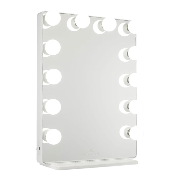 Impressions Vanity Hollywood Glow XL 2.0 Lighted Vanity Mirror with Detachable Base (Glossy White)