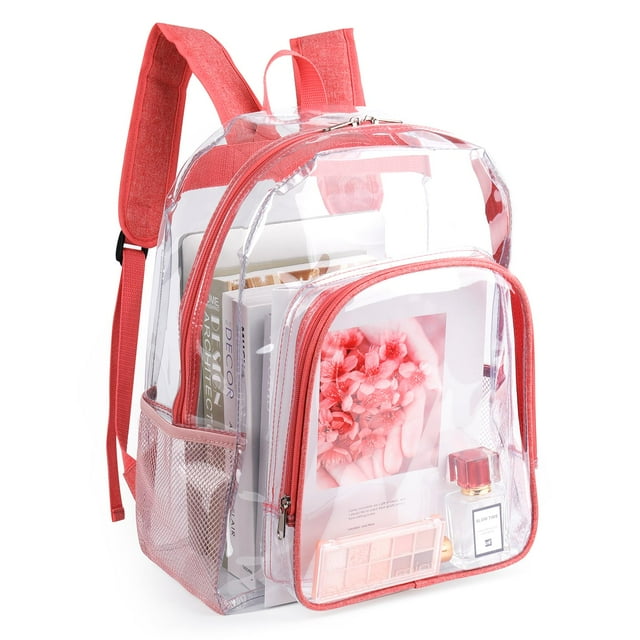 Mochila transparente Fomaris Pink 41x15x30 cm de gran capacidad