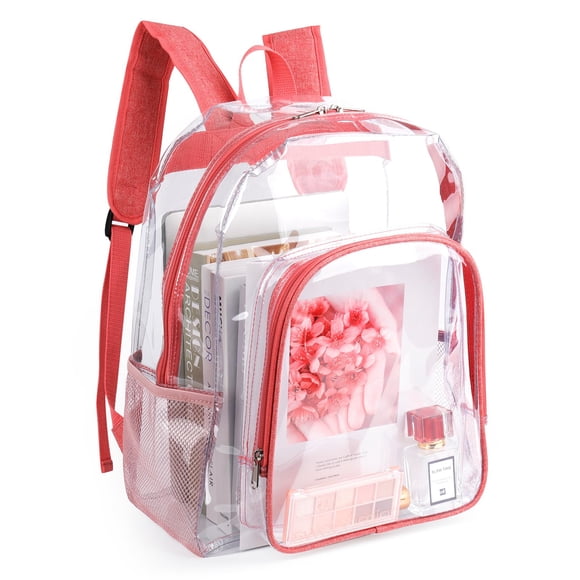 Mochila transparente Fomaris Pink 41x15x30 cm de gran capacidad