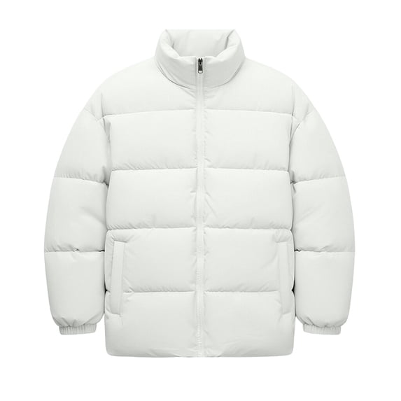 Stamzod Winter Jackets for Men Casual Warm Thick Quarter Puffer Jacket Men Plus Size Full Zip Coat Khaki B L