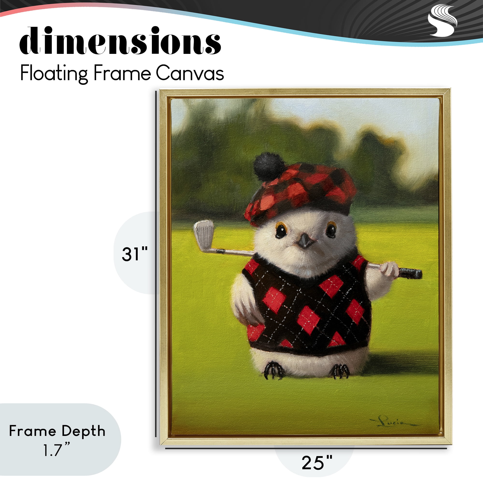 Stupell Industries Birdie Golf Swing Gold Framed Floater Canvas Wall Art, design by Lucia Heffernan